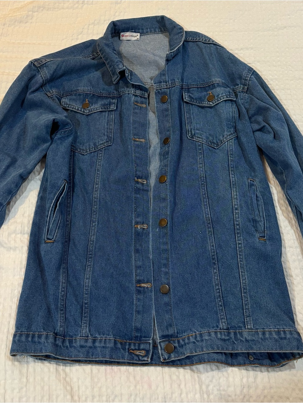 Classic Denim Coat Jacket in Blue - Unbranded